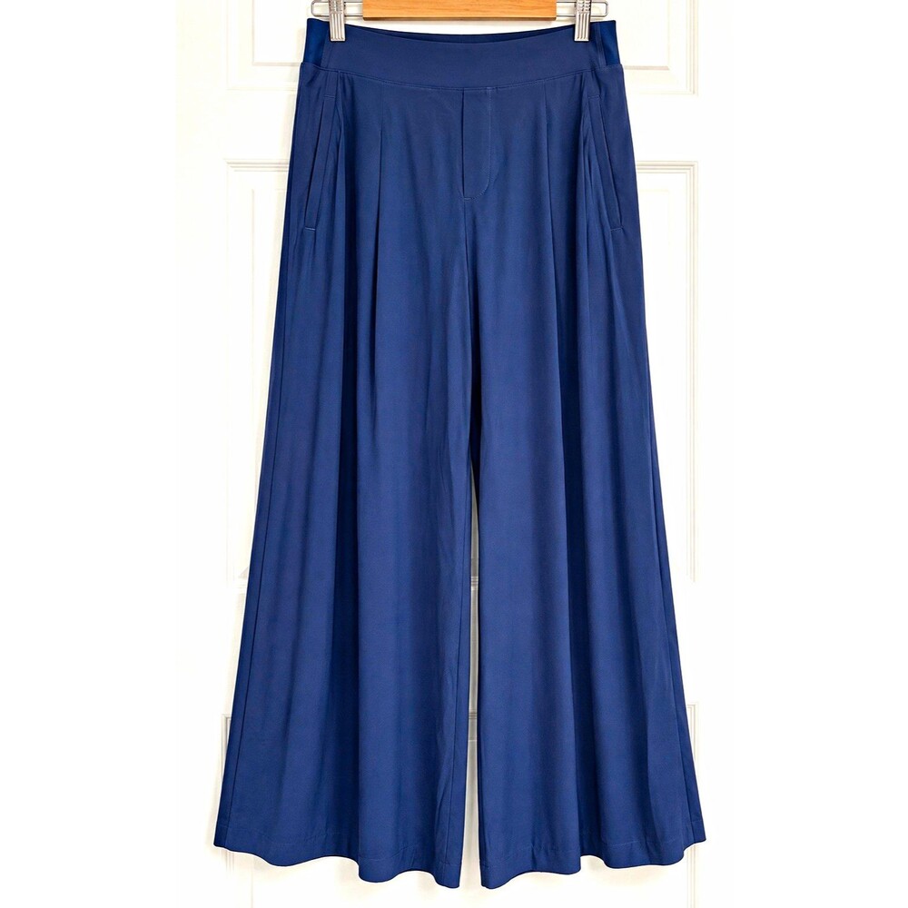 Athleta Navy Blue High Rise Wide Leg Flowy Stretch Pants Size 12 Yoga